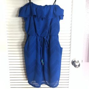 City Studio | Blue Mesh & Lined Tube Dress